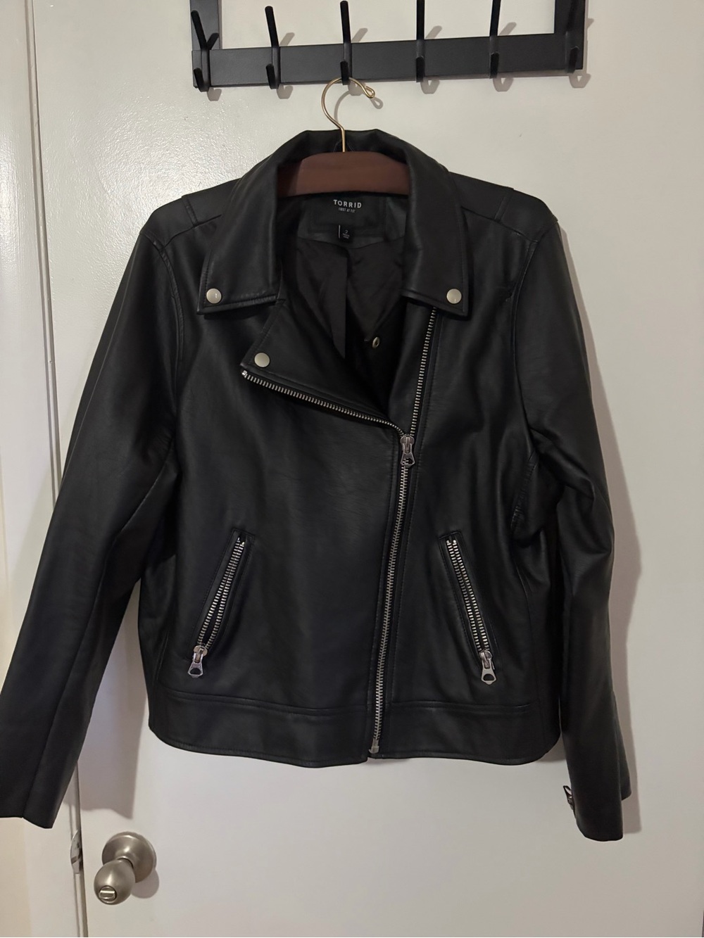 torrid Black Faux Leather Moto Jacket with Silver Hardware